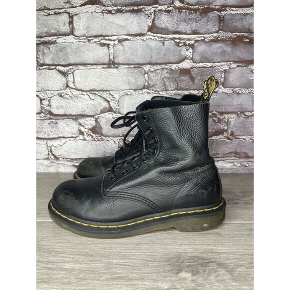 Dr Martens 8 Eyelet 13512 Combat Docs DM Boots Soft Leather Black Size 8 - 179 - Picture 13 of 16